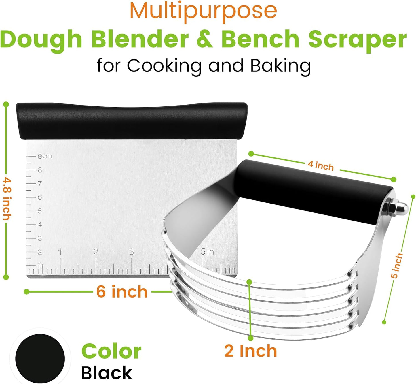 - Dough Blender and Pastry Cutter, Stainless Steel Nut, Pie, Pastry and Dough Cutter and Scraper, Multipurpose Baking Tools with Soft Grip Handles, Black